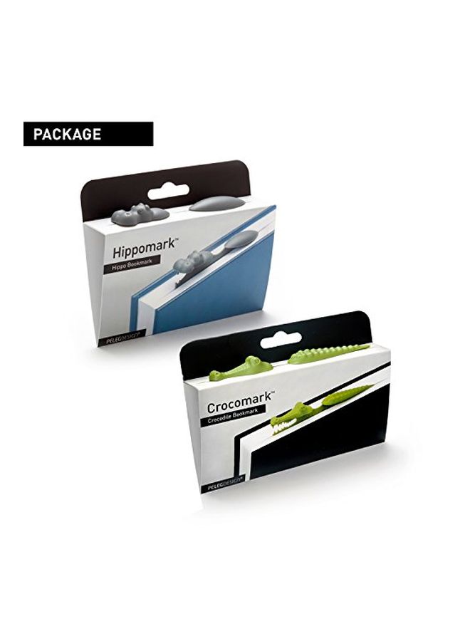 PELEG DESIGN - 2-Piece Crocomark And Hippomark Bookmarks Green/Grey - Image 1