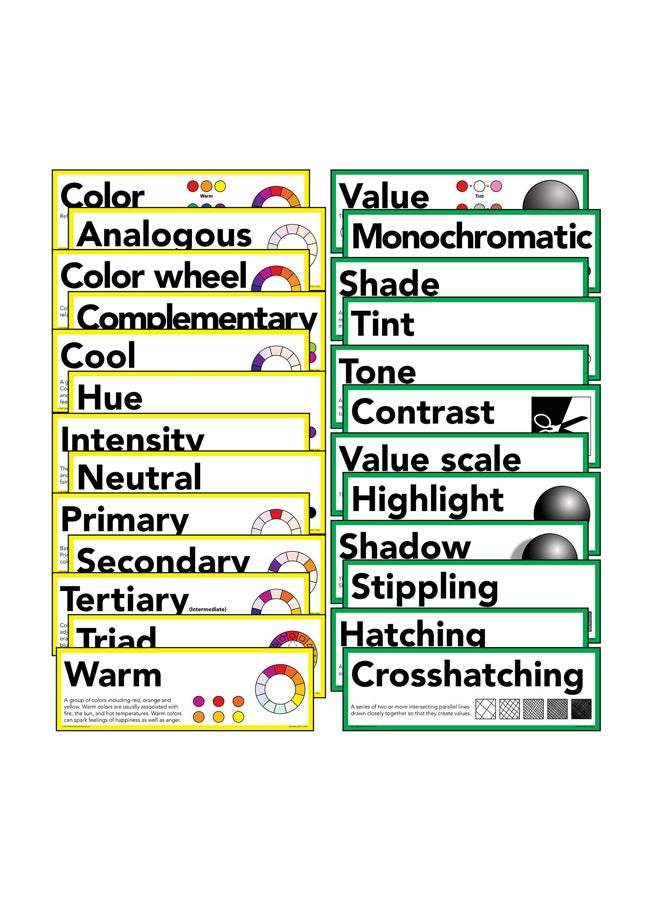 Elementary Art Resources 25-Piece Color And Value Posters White/Yellow/Green - Image 1