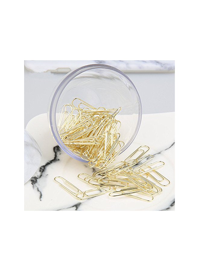 METAN - 100-Piece Paper Clips With Marble Paper Clips Holder Gold/White - Image 1