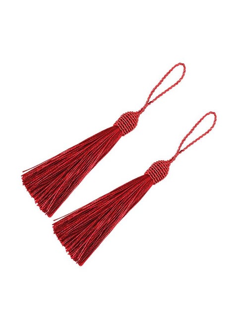 20-Piece Silky Floss Bookmark Tassel With Loop And Knot Set Red
