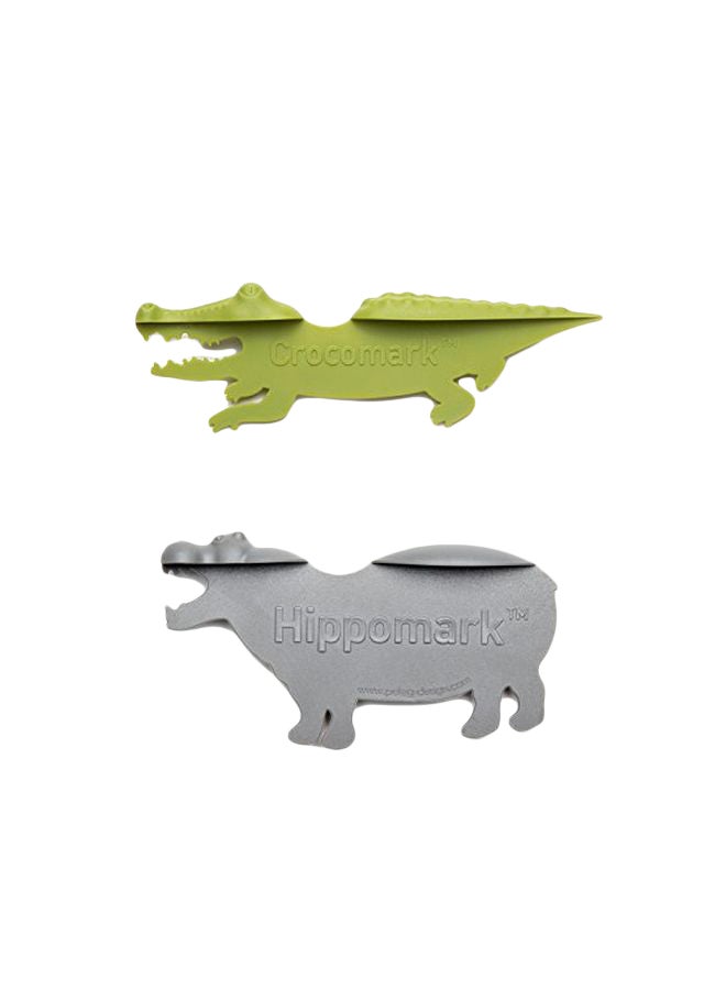 PELEG DESIGN - 2-Piece Crocomark And Hippomark Bookmarks Green/Grey - Image 1