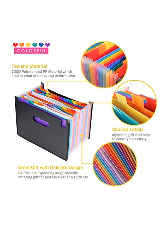 Expandable File Folder Black/Red/Yellow