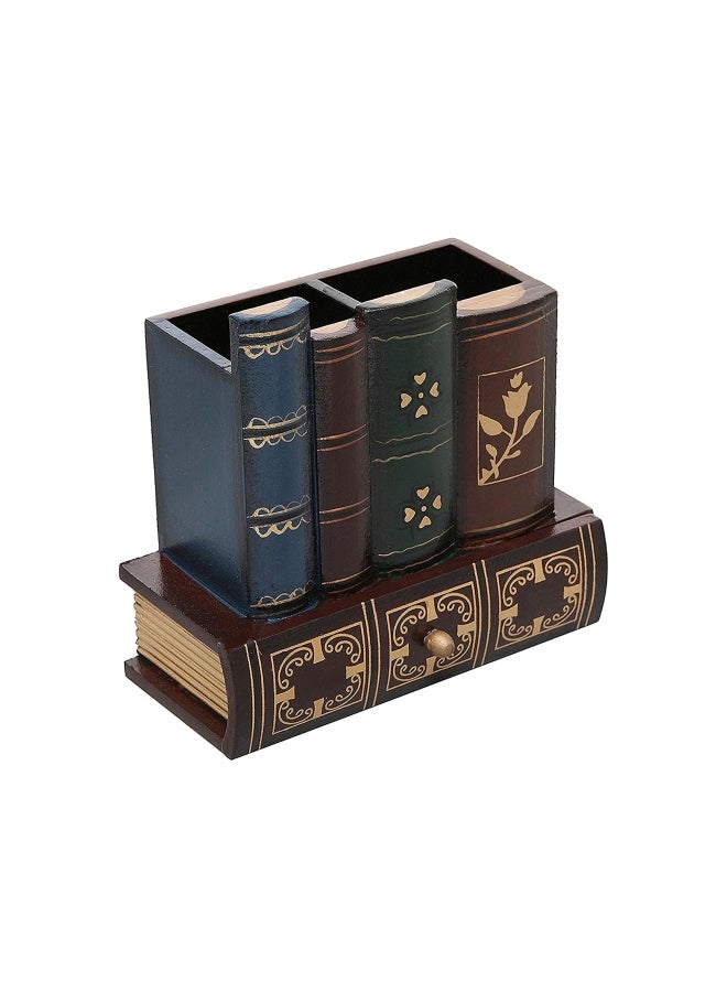 MyGift Books Design Wooden Pencil Holder Brown - Image 1