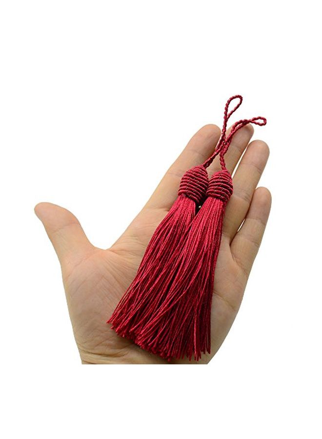 Makhry - 20-Piece Silky Floss Bookmark Tassel With Loop And Knot Set Red - Image 1