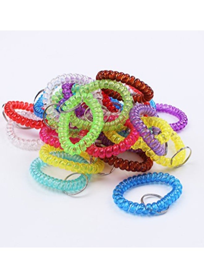 BIHRTC Pack Of 30 Colorful Flexible Spiral Coil Stretchable Spring Wristband Keychain - Image 2