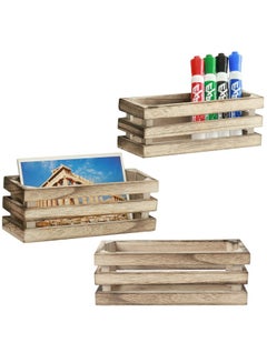 MyGift Set Of 3 Rustic Torched Wood Organizer Bin 