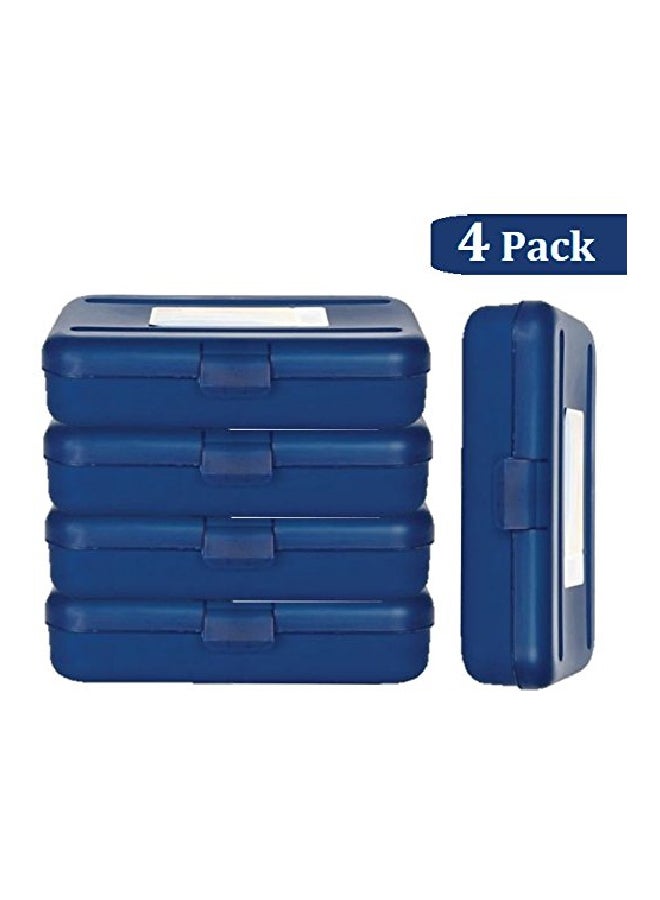 1InTheOffice 4-Piece Pencil Box Translucent Blue  - Image 3