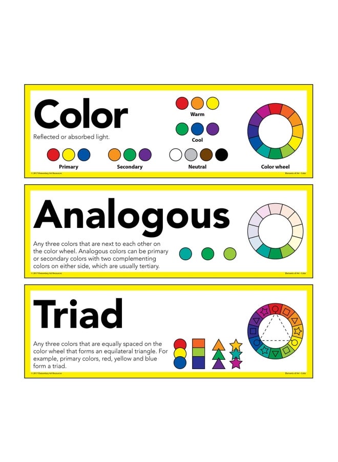 Elementary Art Resources 25-Piece Color And Value Posters White/Yellow/Green - Image 2