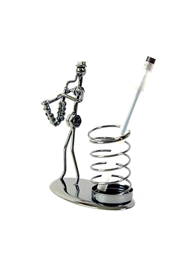 Winterworm Musician Pattern Pen Pencil Container Holder Silver - Image 1