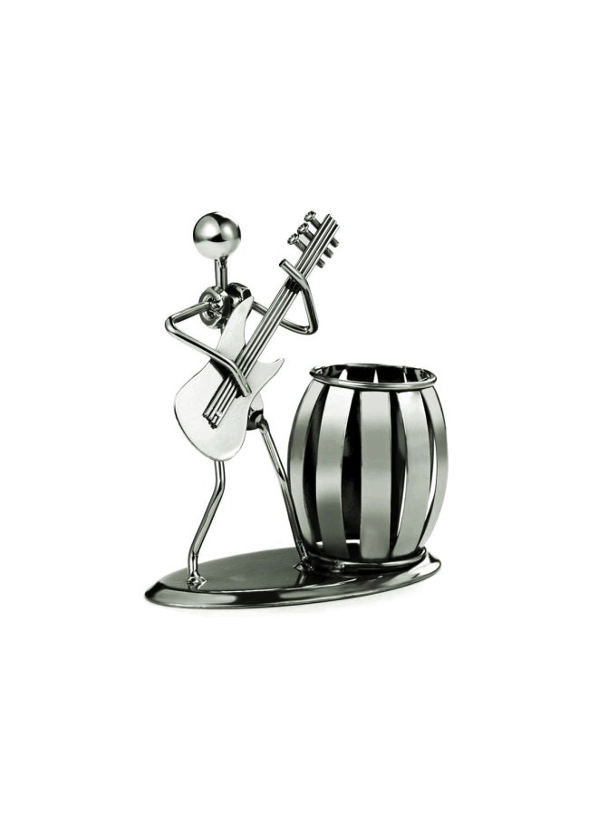 NFASHIONSO Playing Eastlion Guitar Pattern Pencil Holder Silver 