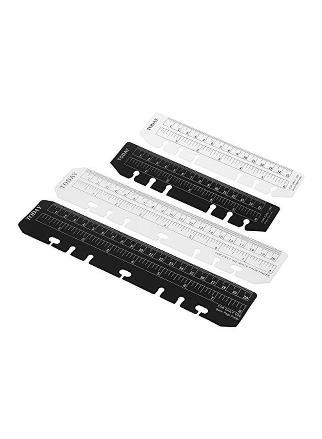 بي سي بي مجموعة مساطر قياس لتحديد الصفحة مكونة من 4 قطع ذات 5 ثقوب جانبية مناسبة لدفتر الملاحظات بأوراق مقاس A5 وA6 أسود/شفاف - Image 1