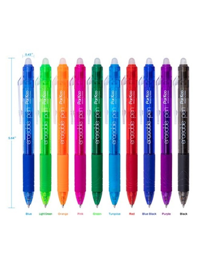 ParKoo 10-Piece Retractable Erasable Gel Pen Set Multicolour - Image 3