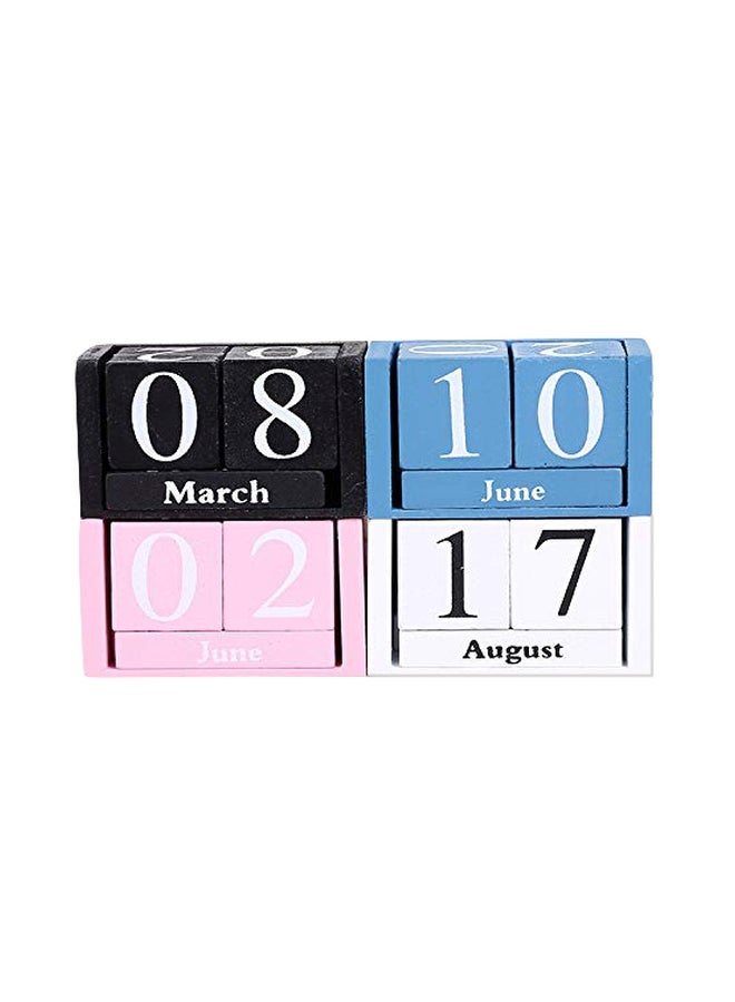LANGUGU Daily Perpetual Desktop Calendar Blue/White - Image 1