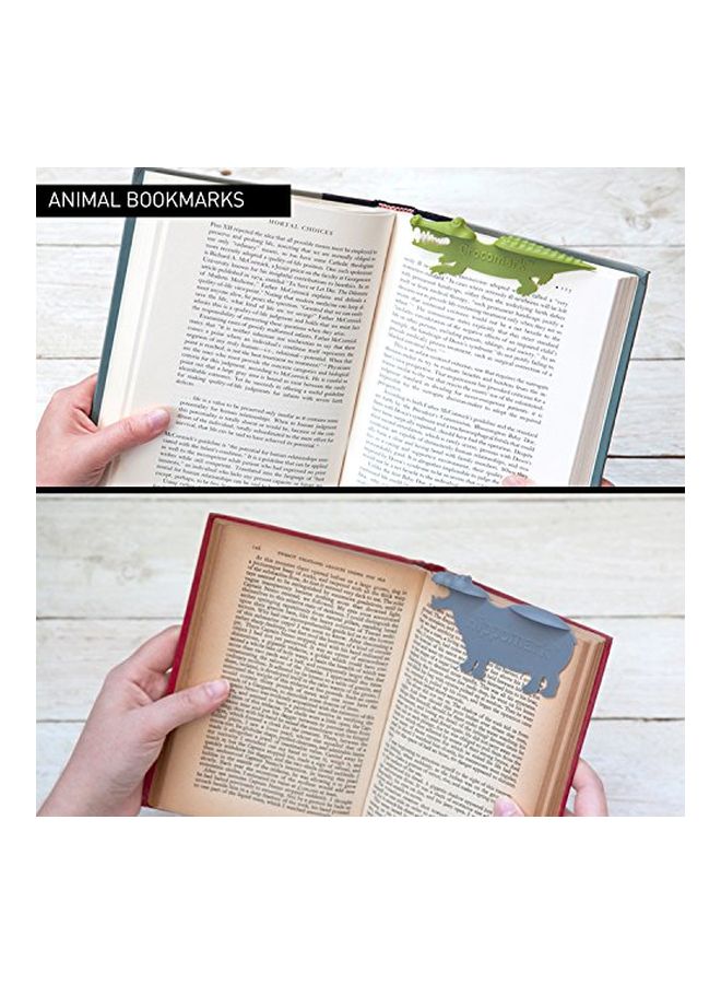 PELEG DESIGN - 2-Piece Crocomark And Hippomark Bookmarks Green/Grey - Image 1