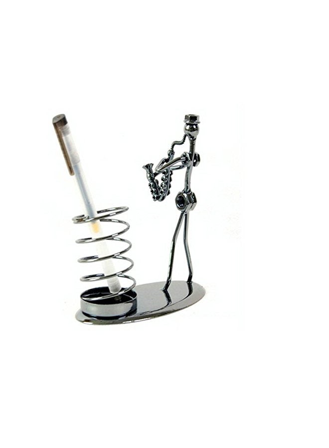 Winterworm Musician Pattern Pen Pencil Container Holder Silver - Image 2