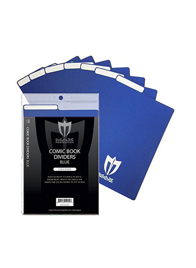 Max Protection 25-Piece Comic Book Dividers With Flex Fold Tabs Blue