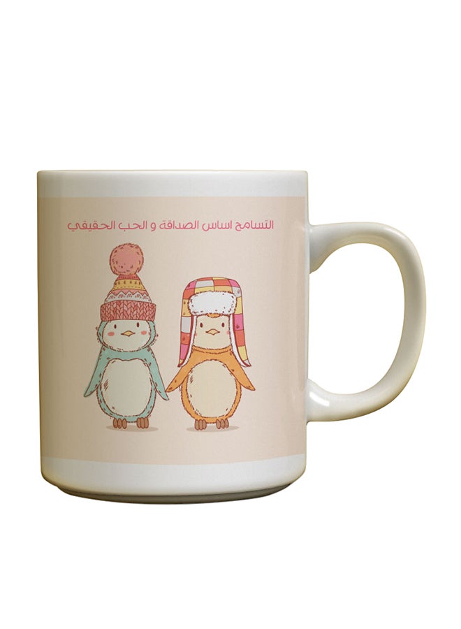 ديكالاك قدح قهوة من السيراميك بمقبض أبيض/ وردي