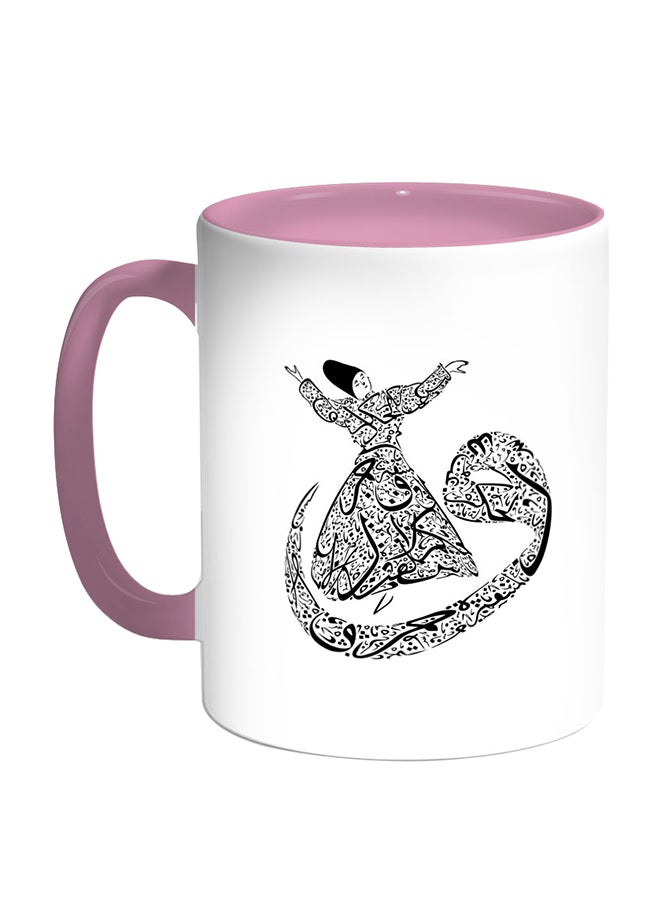 Decalac Ceramic Coffee Mug With Handle White/Pink