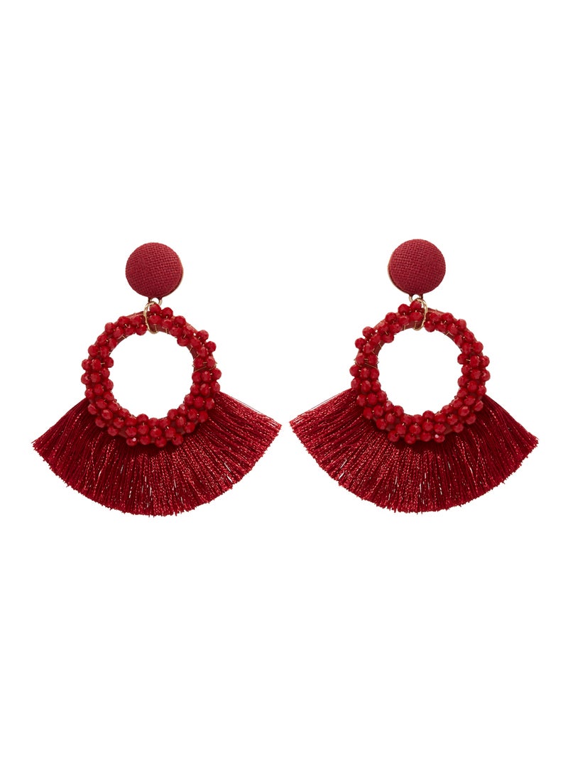 Beads Studded Round Tassel Earrings - v1552570133/N21588953A_1