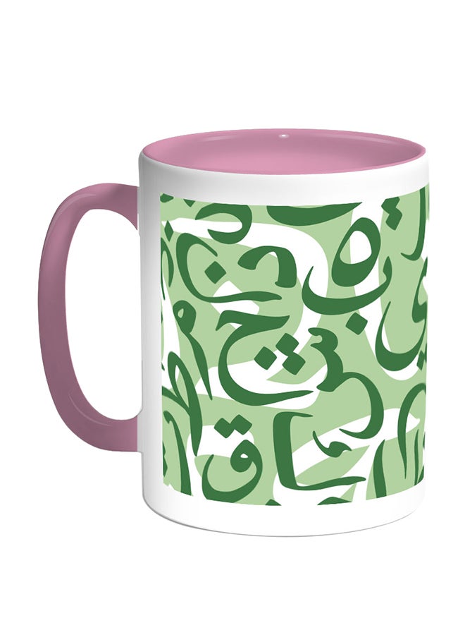 ديكالاك قدح قهوة من السيراميك بمقبض أبيض/ وردي