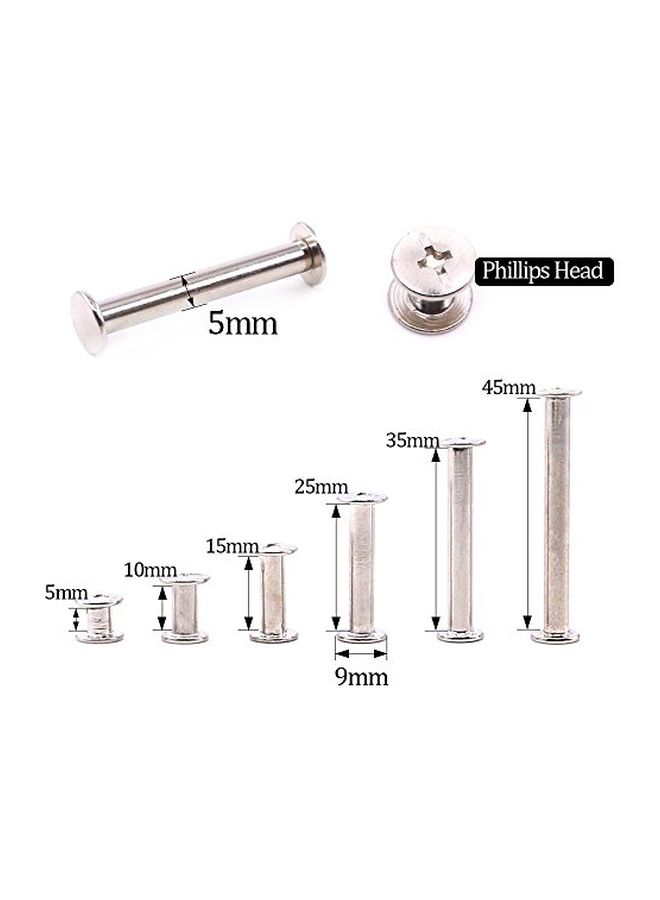 Hilitchi 120-Piece Philip Chicago Screw Posts Kit Silver - Image 2