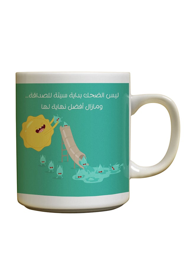 ديكالاك قدح قهوة من السيراميك بمقبض أبيض/أخضر