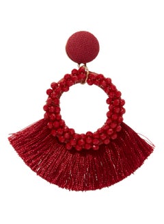 YUEJIN Beads Studded Round Tassel Earrings  - Image 2