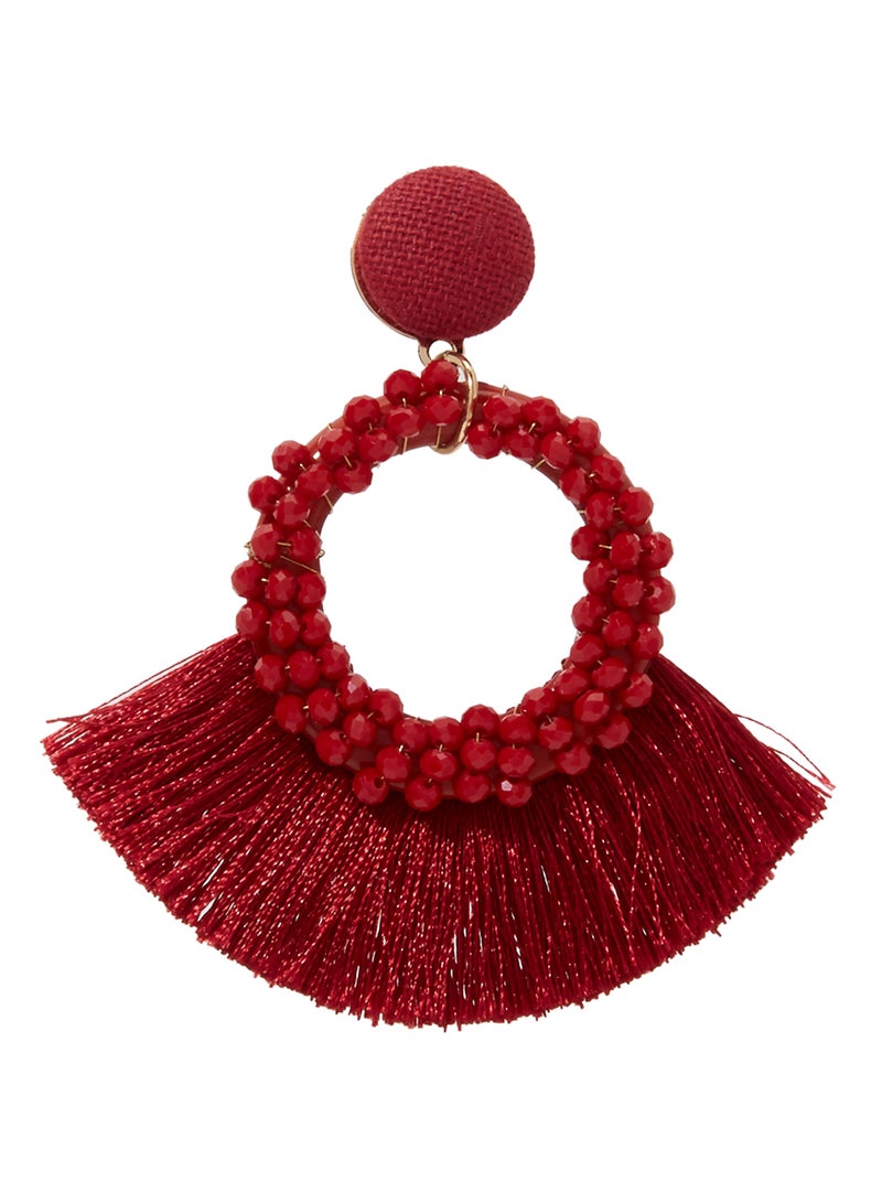 يويجين أقراط شرابة دائرية مرصعة بالخرز - Image 2