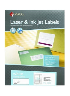 Maco 3000-Piece Laser And Inkjet Address Labels Grey/Blue/Green  - Image 1