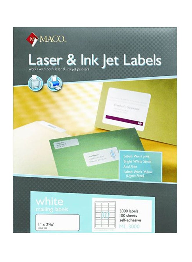 ماكو ملصقات عناوين مطبوعة بالليزر وبنفث الحبر - 3000 قطعة رمادي/أزرق/أخضر - Image 1