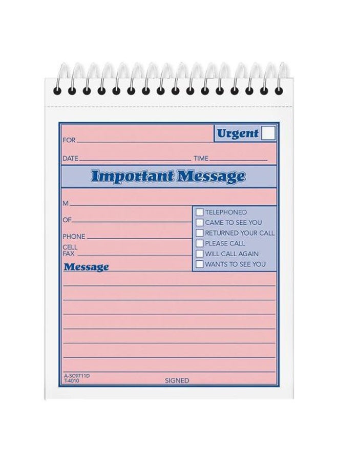 TOPS 2-Part Carbonless Phone Message Book Pink  - Image 1