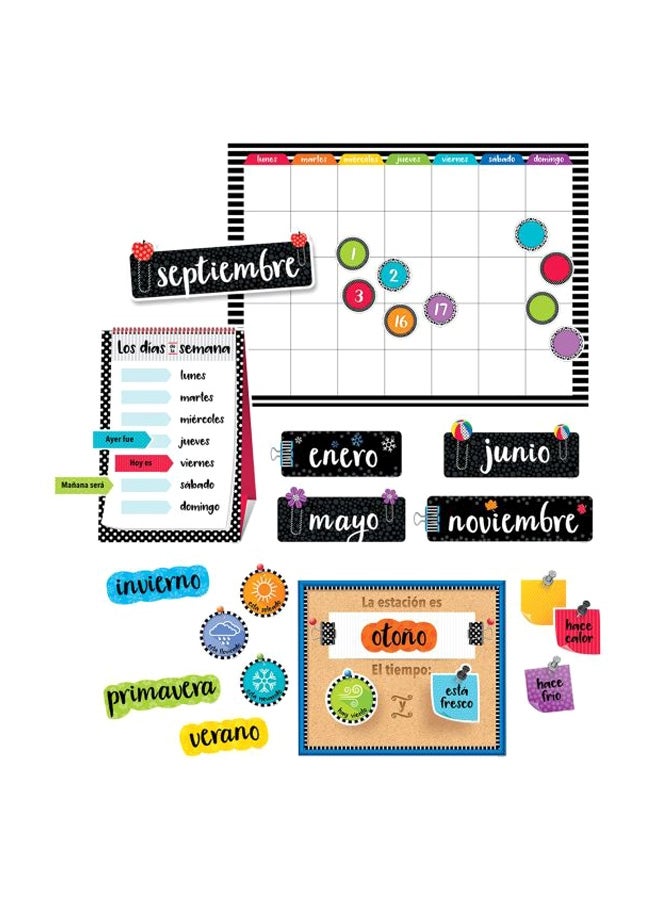 Spanish Calendar Bulletin Board Set White/Red/Black