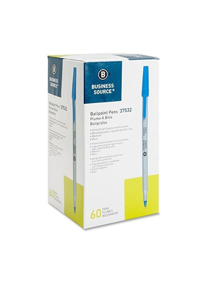 بيزنس سورس مجموعة أقلام حبر جاف كروية الرأس - 60 قطعة أبيض/أزرق - Image 2