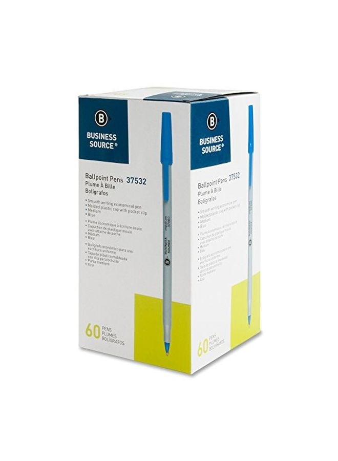 بيزنس سورس مجموعة أقلام حبر جاف كروية الرأس - 60 قطعة أبيض/أزرق - Image 3