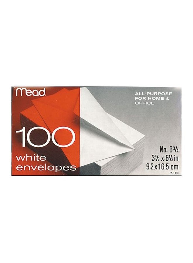 100-Piece Business Envelope Set Red/White/Silver