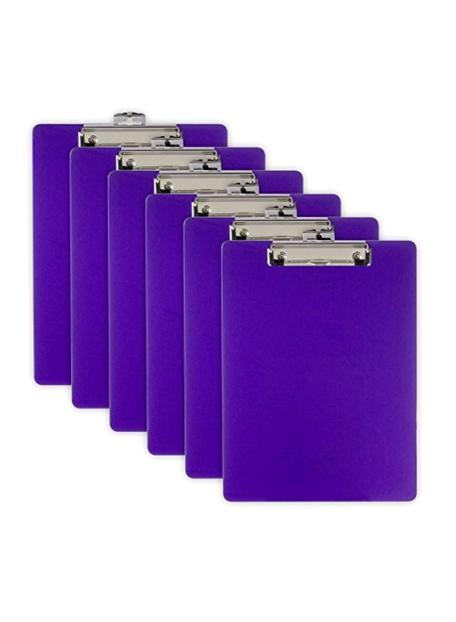 أوفيس ميت طقم من 6 قطع لوح كتابة بلاستيكي مزود بمشبك أرجواني