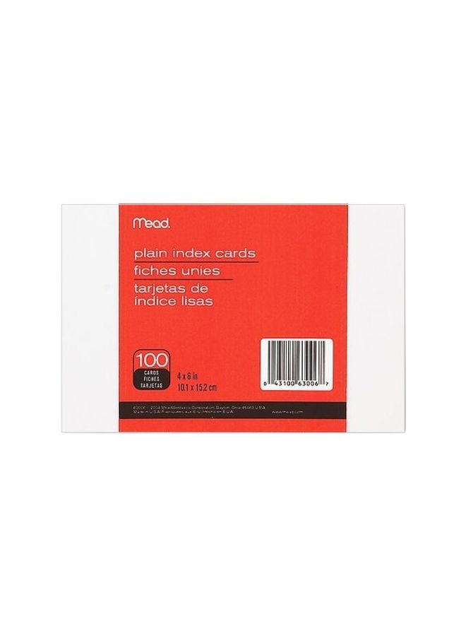 Mead 100-Piece Plain Index Card Set Red/White/Black 