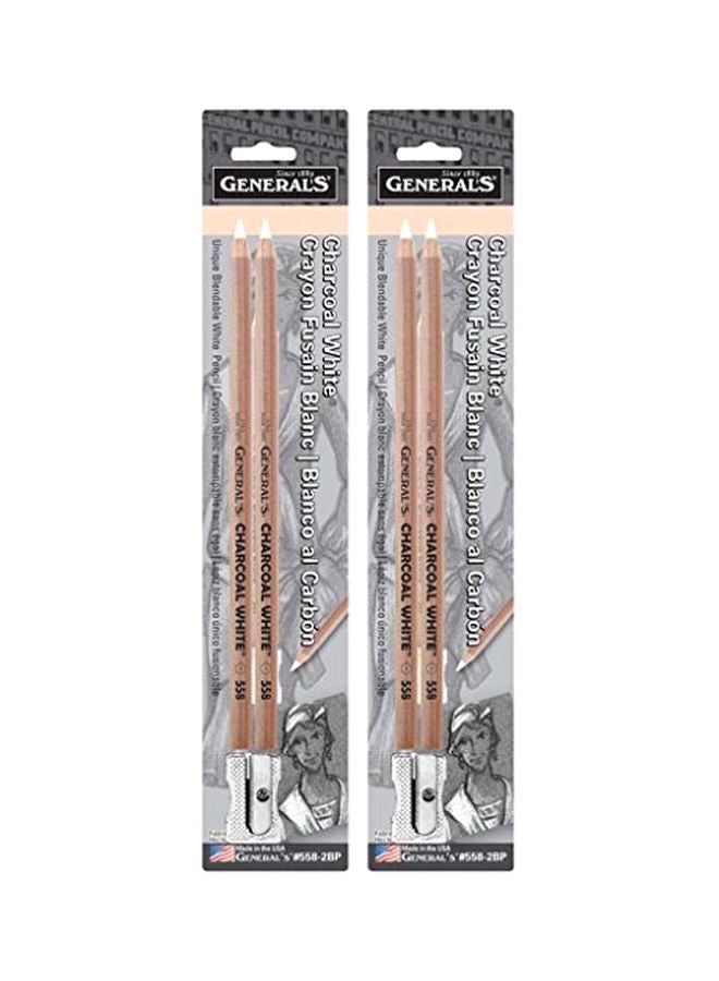 General Pencil 2-Piece Charcoal Pencil Set White