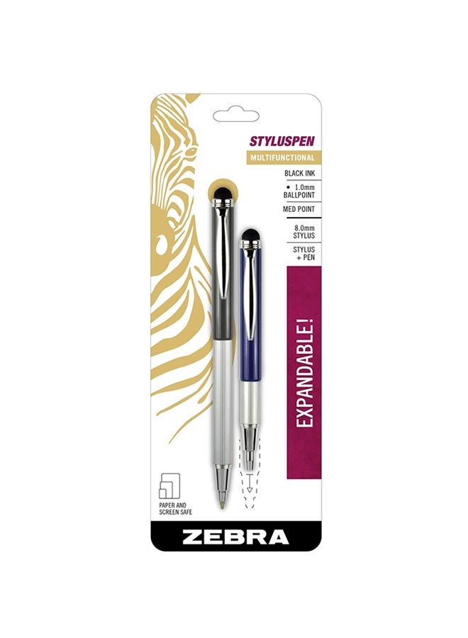 Zebra Pen - 2-Piece Telescopic Ballpoint Pen Black/silver/Blue - Image 1
