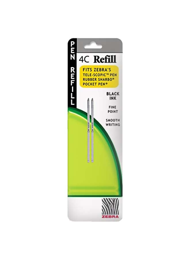 ZEBRA 2-Piece Ink Pen Refill Silver