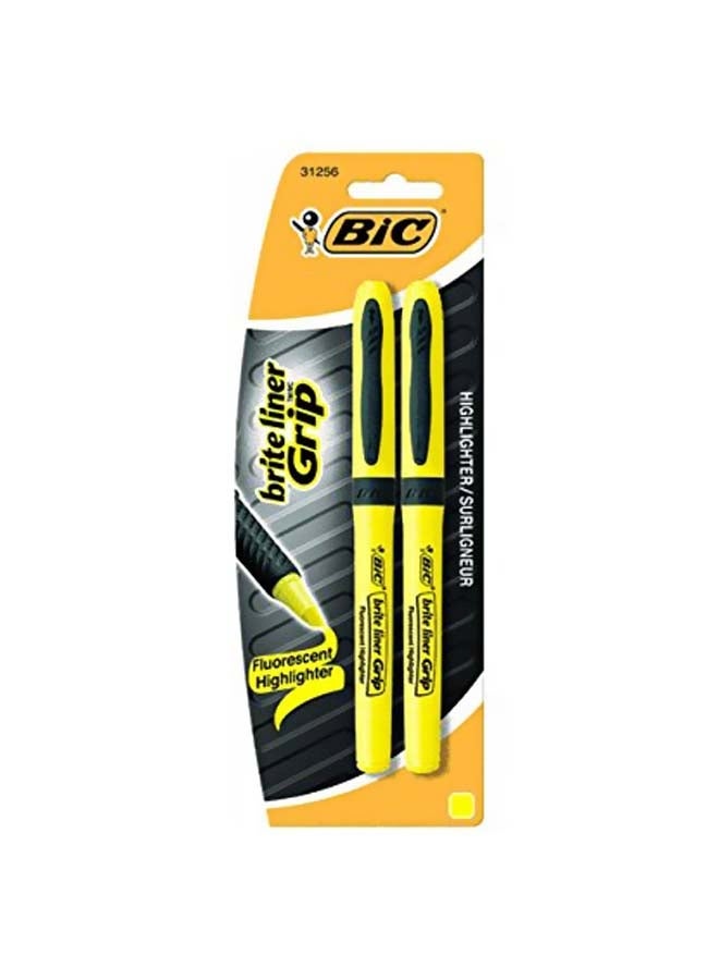 Bic 2-Piece Brite Liner Grip Highlighter Yellow/Black