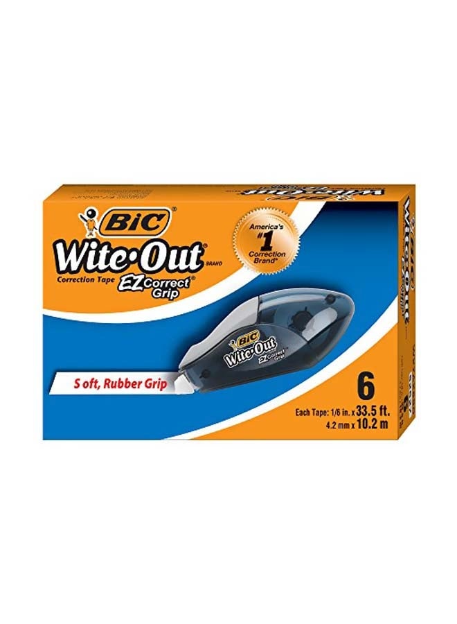 Bic 6-Piece Wite-Out EZ Correct Grip Correction Tape Black/Grey  - Image 1
