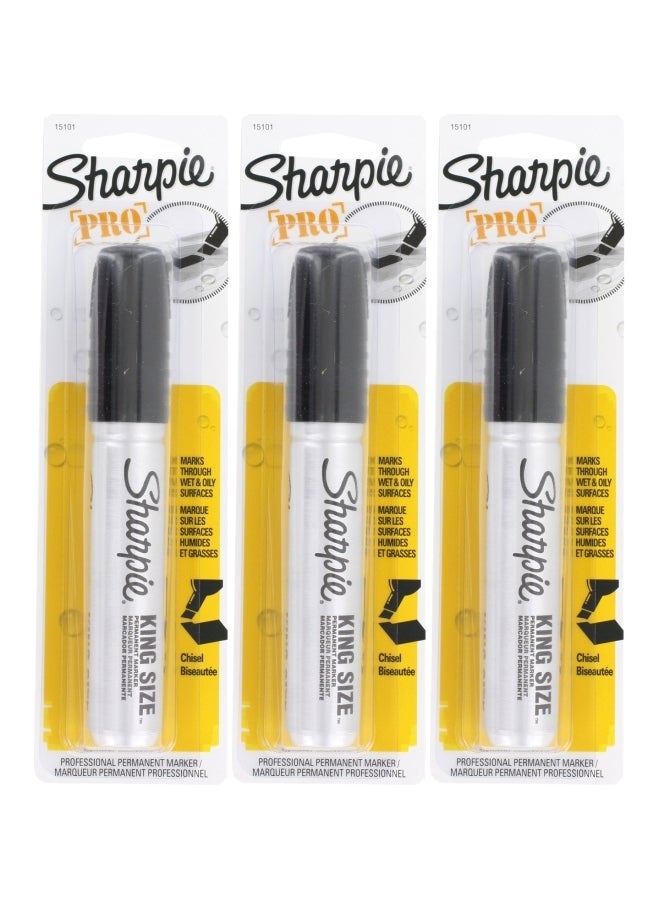 Sharpie 3-Piece Pro King Size Permanent Markers Silver/Black 