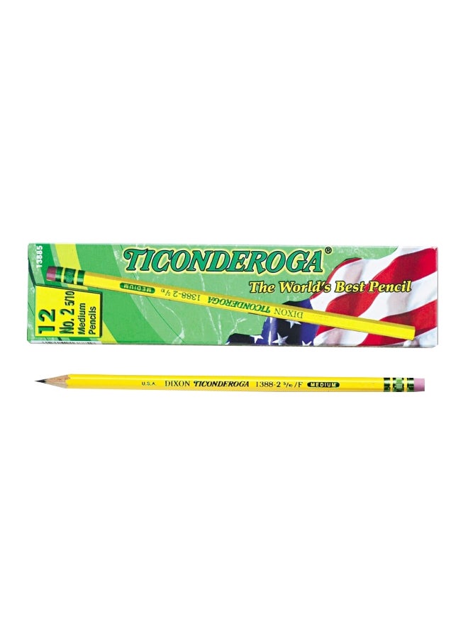 12-Piece No. 2 5/10 Graphite Medium Pencils Yellow