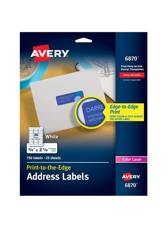 افيري مجموعة ملصقات عناوين بتقنية الطباعة إلى الحافة من 25 ورقة أبيض - Image 1