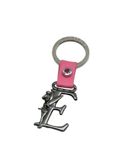 Disney Tinkerbell Letter E Pewter Keychain Silver/Pink  - Image 1