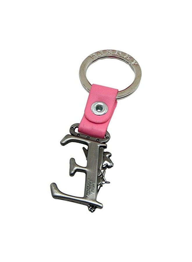 Disney Tinkerbell Letter E Pewter Keychain Silver/Pink  - Image 2