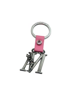 Disney Tinkerbell Letter M Pewter Keychain Silver/Pink 