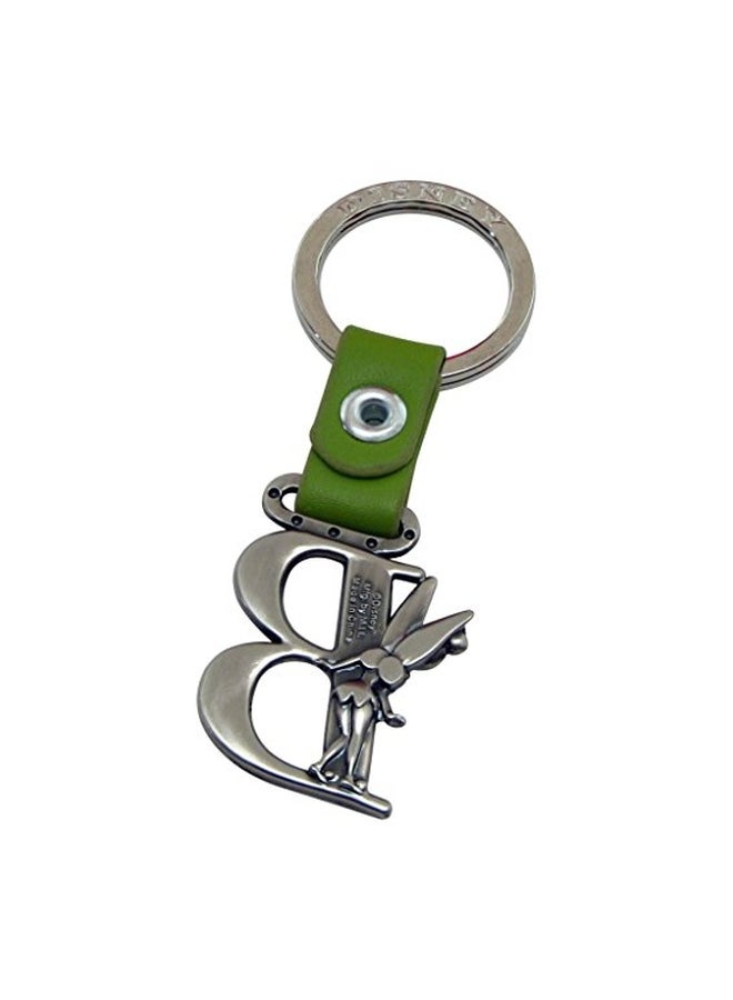 Disney Tinkerbell Letter B Pewter Keychain Silver/Green  - Image 2