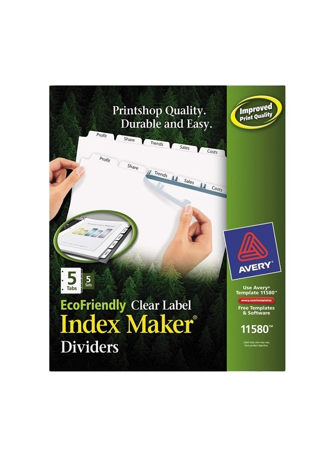 AVERY 5-Piece Index Marker Divider Tab Set Clear  - Image 1